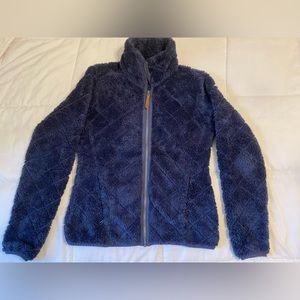 Columbia teddy fleece zippered jacket warm shaggy rare piece navy blue quilted